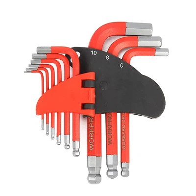 WORKPRO 9PC ショートアーム ボールポイント 六角レンチセット(SAE)