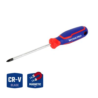 WORKPRO CR-V POZI ドライバー、三色ハンドル付き、PZ0X75MM